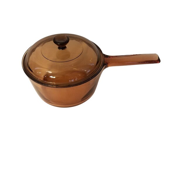 Vision Corning Ware 1.5L Sauce Pan with Lid Amber Clean Cooking Pot Pyrex